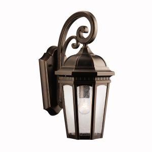 Courtyard 17.75" 1 Light Outdoor Wall Light with Clear Seeded Glass in Rubbed Bronze