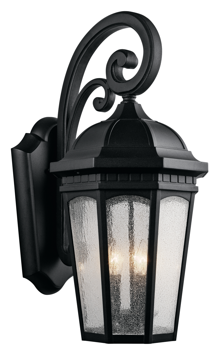Courtyard 26.5" 3 Light Outdoor Wall Light with Clear Seeded Glass in Textured Black