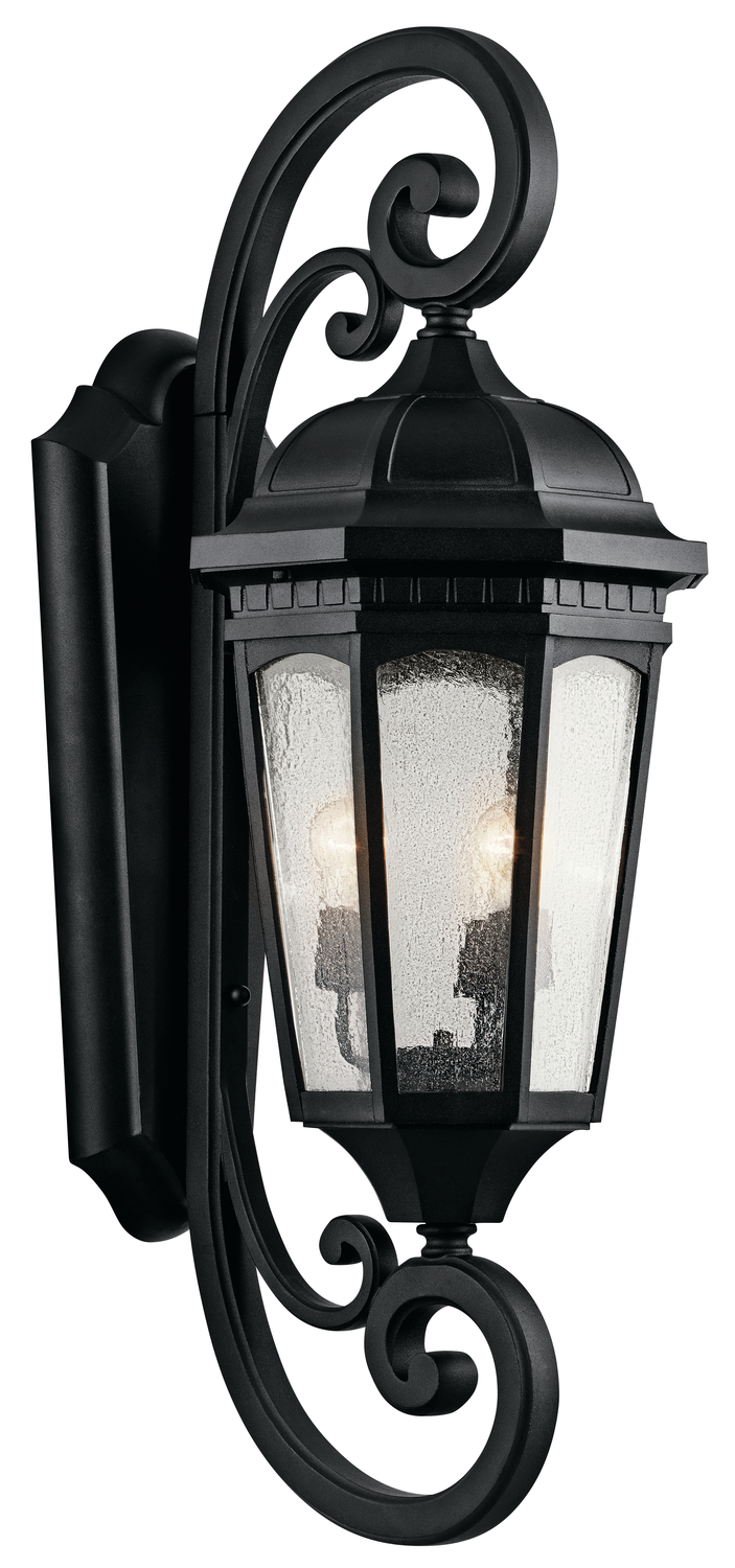 Courtyard 40.50" 3 Light Outdoor Wall Light with Clear Seeded Glass in Textured Black