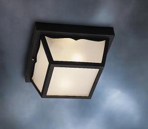 8.5" Polypropylene 1 Light Flush Mount with Frosted Glass in Black