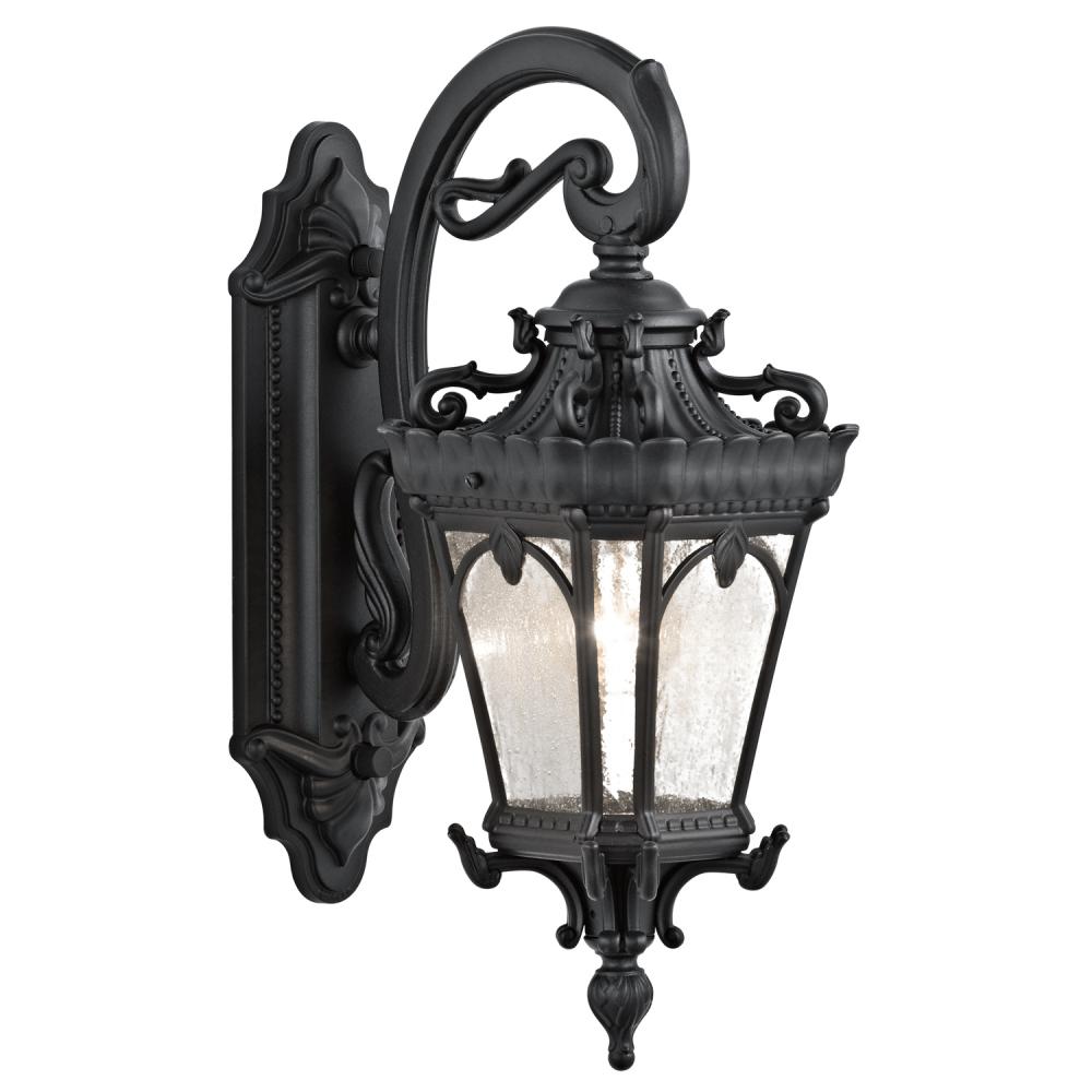 Tournai 18" 1 Light Outdoor Wall Light with Clear Seeded Glass in Textured Black