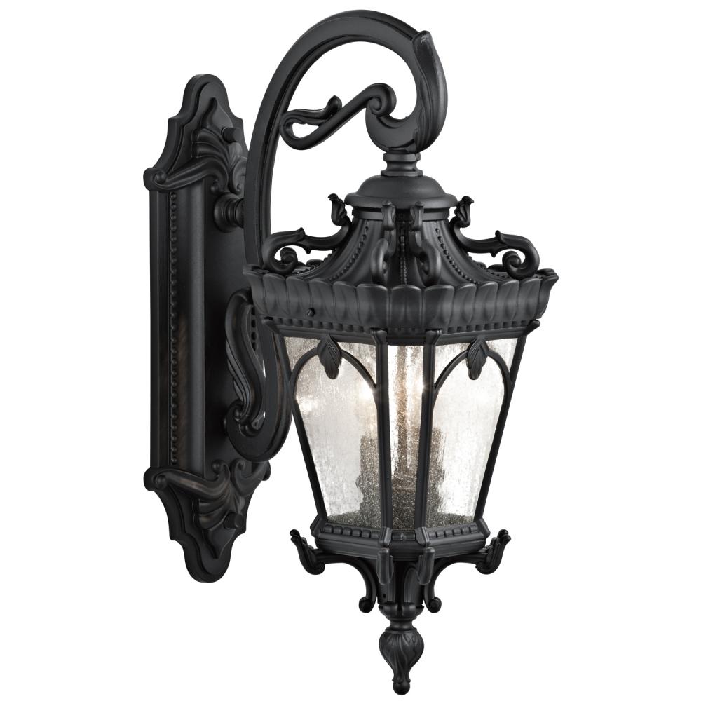 Tournai 24" 2 Light Outdoor Wall Light with Clear Seeded Glass in Textured Black