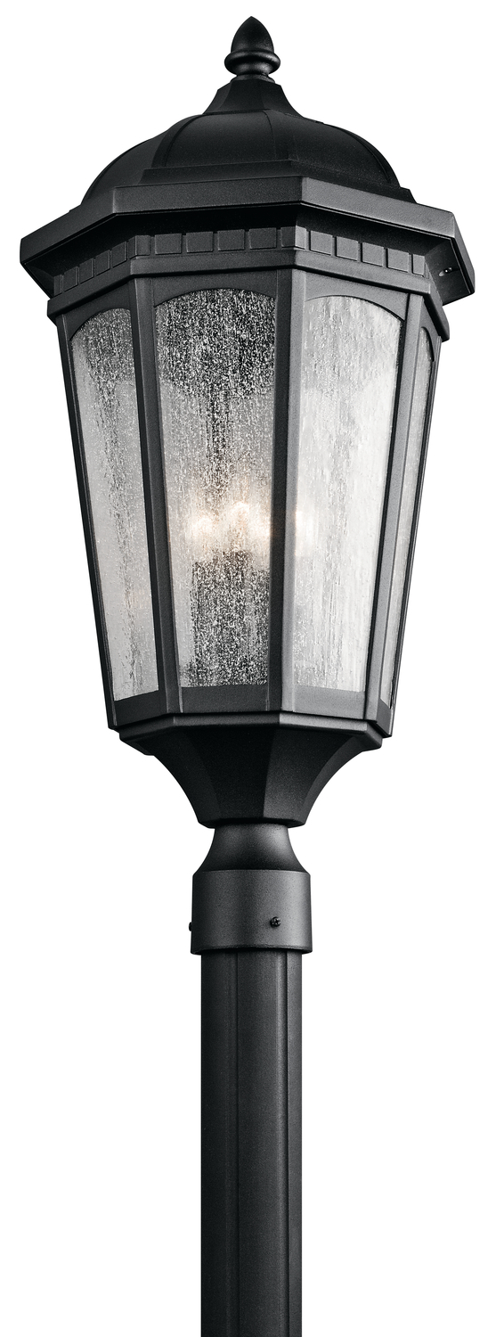 Courtyard 27" 3 Light Exterior Post Light with Clear Seeded Glass in Textured Black