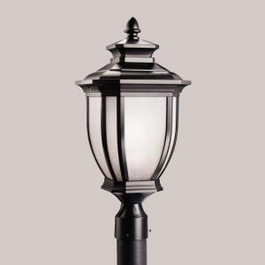 Salisbury 21.75" 1 Light Outdoor Post Light with White Linen Glass in Black