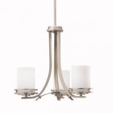 Kichler 1671NI - Hendrik 16.75" 3 Light Chandelier with Satin Etched Cased Opal Glass Brushed Nickel