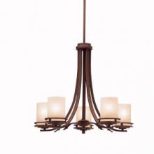 Kichler 1672OZ - Hendrik 21.5" 5 Light Chandelier with Light Umber Etched Glass Olde Bronze