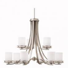 Kichler 1674NI - Hendrik 25.75" 9 Light Chandelier with Satin Etched Cased Opal Glass Brushed Nickel