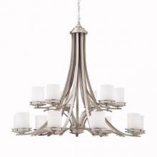 Kichler 1675NI - Hendrik 15 36" Light Chandelier with Satin Etched Cased Opal Glass Brushed Nickel