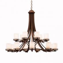 Kichler 1675OZ - Hendrik 36" 15 Light Chandelier with Light Umber Etched Glass Olde Bronze