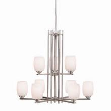 Kichler 1897NI - Eileen 28.25" 9 Light 2 Tier Chandelier with Satin Etched Cased Opal Glass in Brushed Nickel