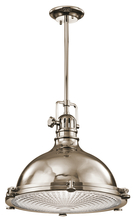 Kichler 2682PN - Hatteras Bay 16" 1 Light Pendant with Clear Fresnel Lens Polished Nickel