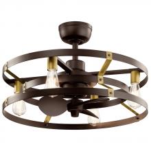 Kichler 300040SNB - Cavelli 25 inch low profile ceiling fan in Satin Natural Bronze finish with Natural Brass accents