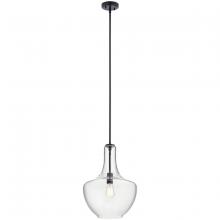 Kichler 42046BK - Everly 19.75" 1 Light Bell Pendant Clear Glass Black