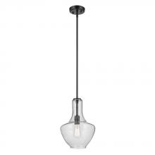 Kichler 42141BKCS - Everly 15.25" 1-Light Bell Pendant with Clear Seeded Glass in Black