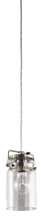 Kichler 42878NI - Brinley 7.75" 1 Light Mini Pendant with Clear Glass Brushed Nickel