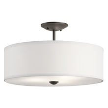 Kichler 43692OZ - Shailene 18" 3 LT Round Semi Flush with Satin Etched White Diffuser and White Microfiber Shade