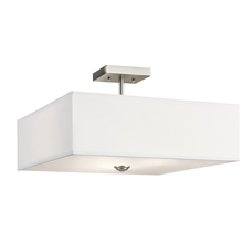 Kichler 43693NI - Shailene 18" 3 LT Square Semi Flush with Satin Etched White Diffuser and White Microfiber Shade