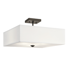 Kichler 43693OZ - Shailene 18" 3 LT Square Semi Flush with Satin Etched White Diffuser and White Microfiber Shade