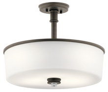 Kichler 43925OZ - Joelson 17.75" 3 LT Convertible Pendant or Semi Flush with Satin Etched Cased Opal and Clear Gla