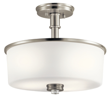 Kichler 43926NI - Joelson 14.25" 3 LT Semi Flush with Satin Etched Cased Opal and Clear Glass