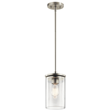 Kichler 43996NI - Crosby 10.75" 1 Light Mini Pendant with Clear Glass Brushed Nickel