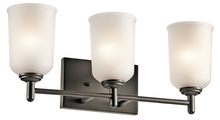 Kichler 45574OZ - Shailene 21" 3 Light Vanity Light with Satin Etched Glass in Olde Bronze