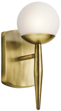 Kichler 45580NBR - Jasper 11.5" 1 Light Halogen Wall Sconce with Satin Etched Cased Opal Glass Natural Brass