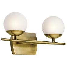 Kichler 45581NBR - Jasper 16.5" 2 Light Halogen Vanity Light with Satin Etched Cased Opal Glass Natural Brass
