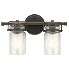 Kichler 45688OZ - Brinley 15.75" 2 Light Vanity Light with Clear Glass in Olde Bronze