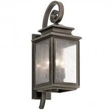 Kichler 49502OZ - Wiscombe Park 21.75" 3 Light Outdoor Wall Light with Clear Seeded Glass in Olde Bronze