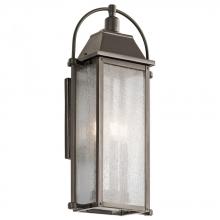 Kichler 49715OZ - Harbor Row 23.25" 3 Light Outdoor Wall Light with Clear Seeded Glass in Olde Bronze