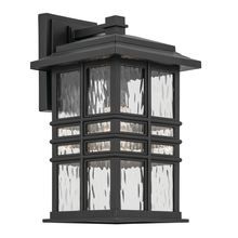 Kichler 49830BKT - Beacon Square 14.25" 1-Light Outdoor Wall Light with Clear Hammered Glass in Textured Black