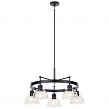 Kichler 52403BK - Eastmont 5 Light Chandelier with Clear Glass Black and Walnut Wood