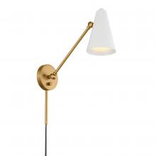 Kichler 52485NBRW - Sylvia 1 Arm Wall Sconce Natural Brass with White Shade
