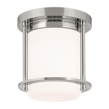 Kichler 52596PN - Brit 7.25 Inch 1 Light Flush Mount with Satin Etched Cased Opal Glass in Polished Nickel