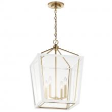 Kichler 52619CPZWH - Delvin 24 Inch 4 Light Pendant with Clear Glass in Champagne Bronze and White
