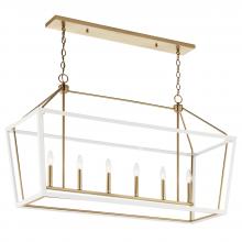 Kichler 52622CPZWH - Delvin 44 Inch 6 Light Linear Chandelier with Clear Glass in Champagne Bronze and White