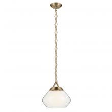 Kichler 52782CPZ - Nella 12 Inch 1 Light Pendant with Clear Outer Glass with Opal Interior Glass in Champagne Bronze