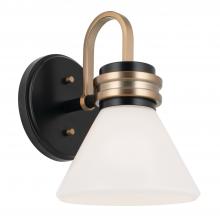 Kichler 55153BK - Farum 9.5 Inch 1 Light Wall Sconce with Opal Glass in Black with Champagne Bronze