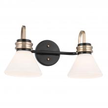 Kichler 55154BK - Farum 19.25 Inch 2 Light Vanity with Opal Glass in Black with Champagne Bronze