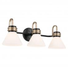 Kichler 55155BK - Farum 26 Inch 3 Light Vanity with Opal Glass in Black with Champagne Bronze