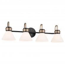 Kichler 55156BK - Farum 34 Inch 4 Light Vanity with Opal Glass in Black with Champagne Bronze