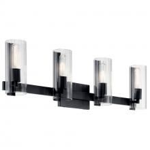 Kichler 55169BK - Jemsa 32 Inch 4 Light Vanity with Clear Fluted Glass in Black