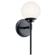 Kichler 55170BK - Benno 13.75 Inch 1 Light Wall Sconce with Opal Glass in Black