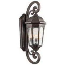 Kichler 9060RZ - Courtyard 40.50" 3 Light Outdoor Wall Light with Clear Seeded Glass in Rubbed Bronze