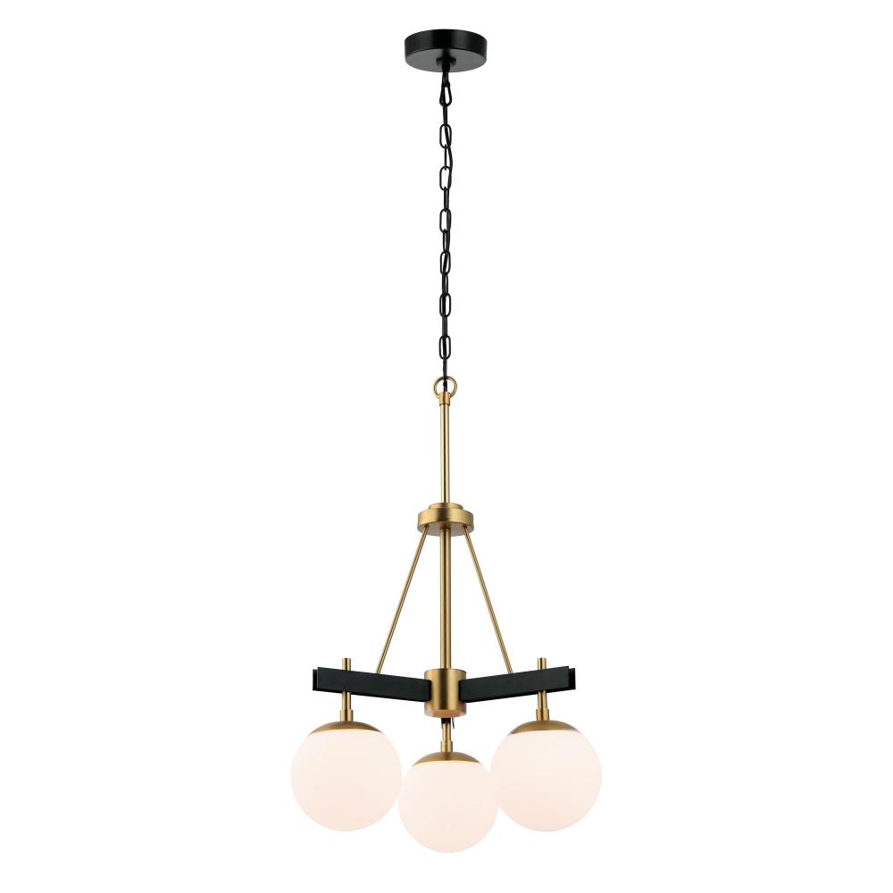 Allie 3-Lt Chandelier - Black/Satin Brass