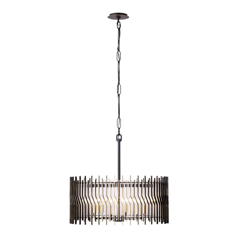 Park Row 6-Lt Pendant - Matte Black/French Gold