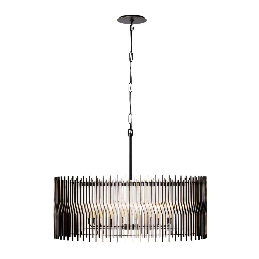 Park Row 10-Lt Pendant - Matte Black/French Gold