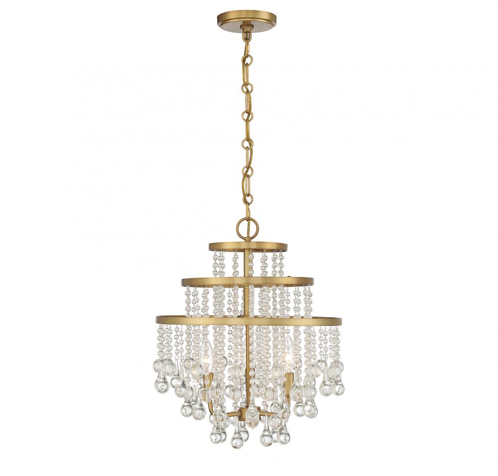 Luna 3-Light Mini Chandelier in Warm Brass