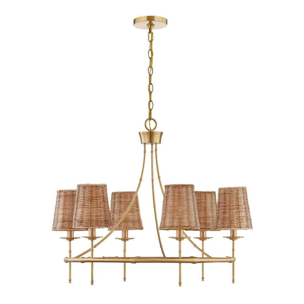 Ashbury 6-Light Chandelier in Warm Brass